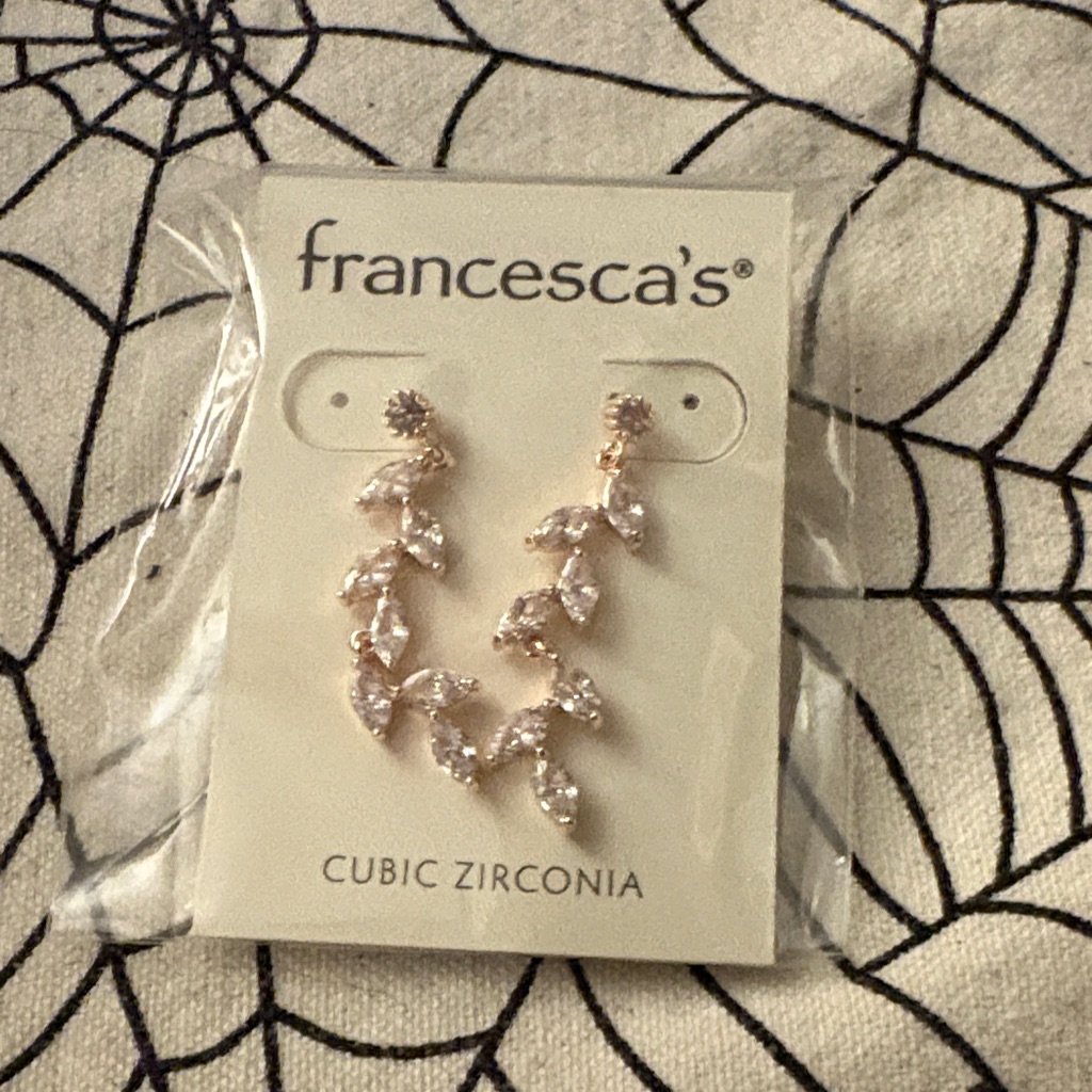 Francescas Collections Leaf Design Earrings - Silver And Pink 20$